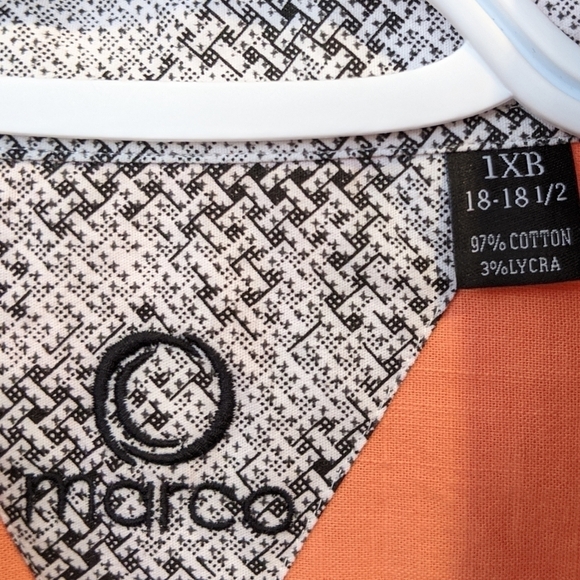 2/$20 Marco stretchy button down orange shirt 1XB - Picture 7 of 7